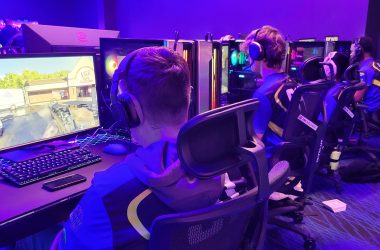 Kids on the Twisters Esports team play together at the Twin Valley Esports Arena in Junction City, using state-of-the-art gaming equipment and high-speed fiber internet.