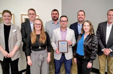 Twin Valley leadership team receiving the 2026 Innovation Award from the Wichita Business Journal at Mark Arts in Wichita, Kansas.